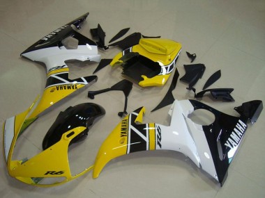 Preisgünstige Yamaha YZF R6 Motorrad Verkleidung 2003-2004 - Gelb Weiss Glanzendes Schwarz Jubilaum