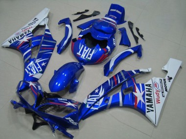 Preisgünstige Yamaha YZF R6 Motorrad Verkleidung 2006-2007 - Weiss Blau Fiat Motul Michelin