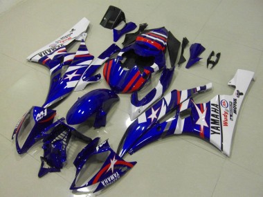 Preisgünstige Yamaha YZF R6 Motorrad Verkleidung 2006-2007 - Weiss Blau Rot Motul Michelin