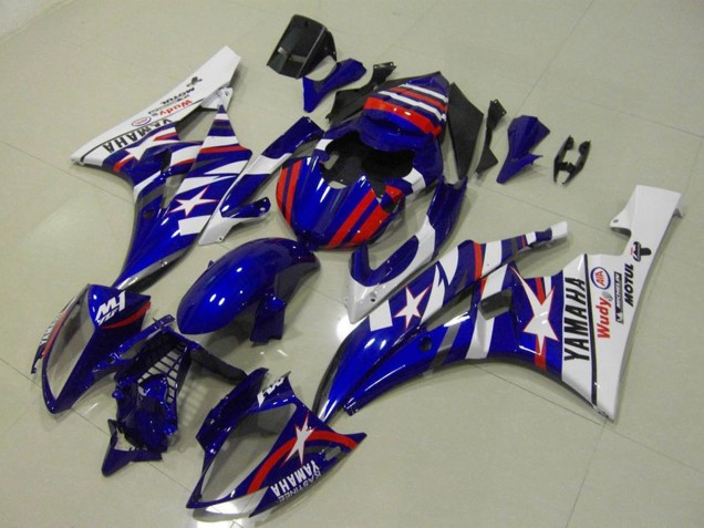 Preisgünstige Yamaha YZF R6 Motorrad Verkleidung 2006-2007 - Weiss Blau Rot Motul Michelin