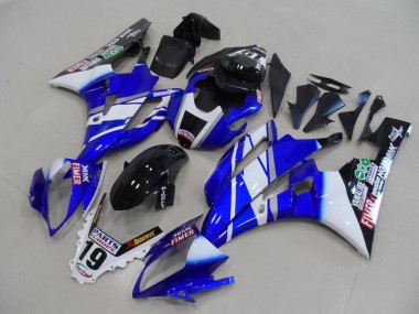 Preisgünstige Yamaha YZF R6 Motorrad Verkleidung 2006-2007 - Weiss Blau Glanzendes Schwarz Fimer Yamalube