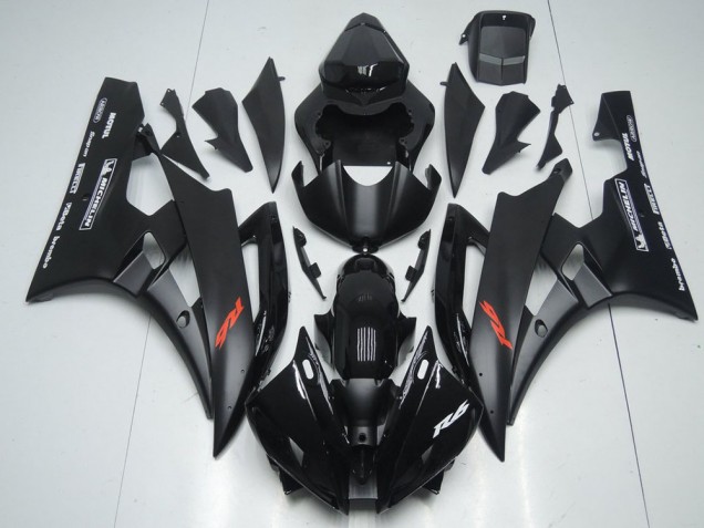 Preisgünstige Yamaha YZF R6 Motorrad Verkleidung 2006-2007 - Glanzendes Schwarz Matt Schwarz Rot Motul Michelin