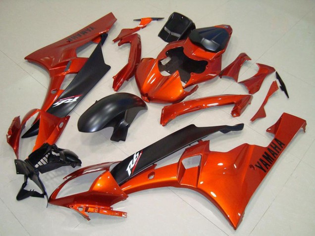 Preisgünstige Yamaha YZF R6 Motorrad Verkleidung 2006-2007 - Orange Matt Schwarz