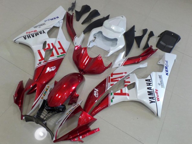Preisgünstige Yamaha YZF R6 Motorrad Verkleidung 2006-2007 - Weiss Rot Fiat Yamalube