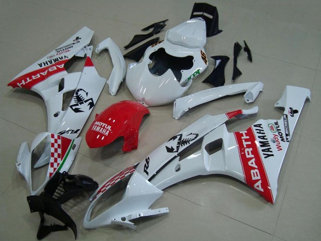 Preisgünstige Yamaha YZF R6 Motorrad Verkleidung 2006-2007 - Weiss Rot Motul Michelin Abarth