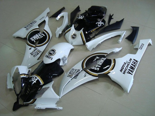 Preisgünstige Yamaha YZF R6 Motorrad Verkleidung 2008-2016 - Weiss Glanzendes Schwarz Lucky Strike Motul Michelin 34