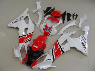 Preisgünstige Yamaha YZF R6 Motorrad Verkleidung 2008-2016 - Weiss Rot Schwarz Streifen OEM Stil