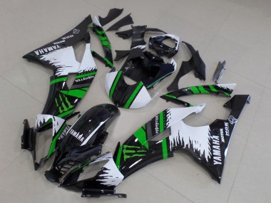 Preisgünstige Yamaha YZF R6 Motorrad Verkleidung 2008-2016 - Weiss Glanzendes Schwarz Grun Monster Motul