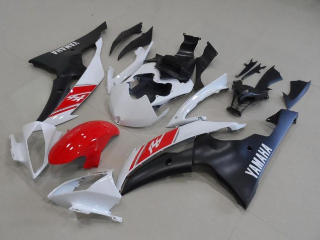 Preisgünstige Yamaha YZF R6 Motorrad Verkleidung Kit 2008-2016 - Weiss Rot Matt Schwarz