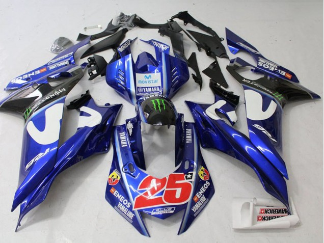 Preisgünstige Yamaha YZF R6 Motorrad Verkleidung 2017-2023 - Weiss Blau Grun Monster MoviStar