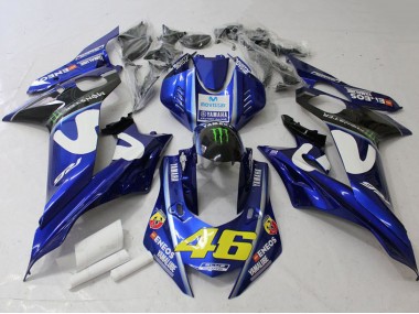 Preisgünstige Yamaha YZF R6 Motorrad Verkleidung 2017-2023 - Weiss Blau Grun Monster MoviStar