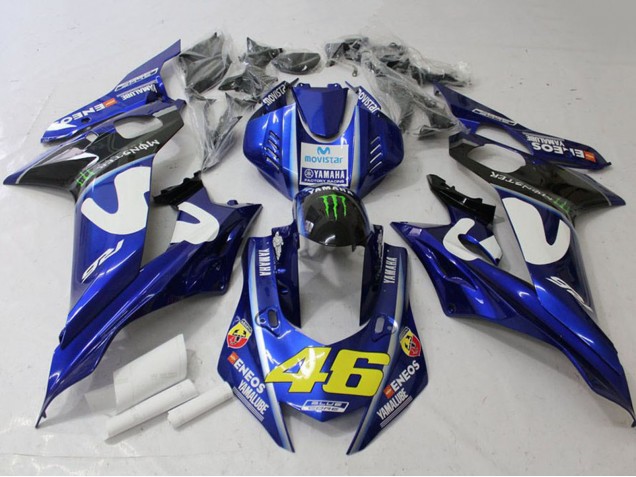 Preisgünstige Yamaha YZF R6 Motorrad Verkleidung 2017-2023 - Weiss Blau Grun Monster MoviStar