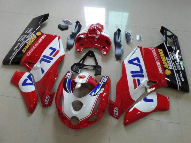 Preisgünstige Ducati 749 999 Motorrad Verkleidung 2003-2004 - Weiss Rot Blau Glanzendes Schwarz Fila