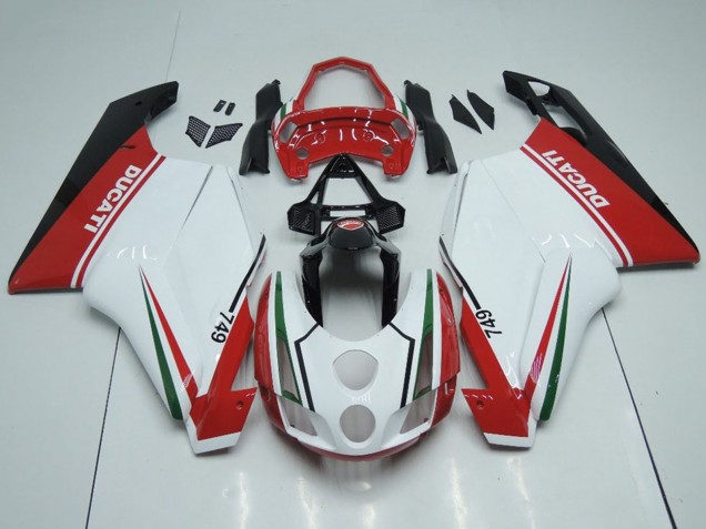 Preisgünstige Ducati 749 Motorrad Verkleidung 2003-2004 - Weiss Rot Grun Glanzendes Schwarz