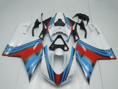 Preisgünstige Ducati 848 1098 1198 Motorrad Verkleidung 2007-2014 - Weiss Blau Rot