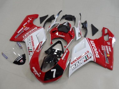 Preisgünstige Ducati 848 1098 1198 Motorrad Verkleidung 2007-2014 - Weiss Rot Glanzendes Schwarz Banner 7