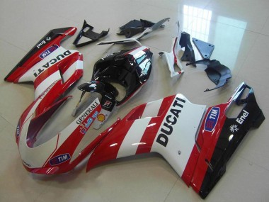 Preisgünstige Ducati 848 1098 1198 Motorrad Verkleidung 2007-2014 - Weiss Rot Schwarz Generali Tim
