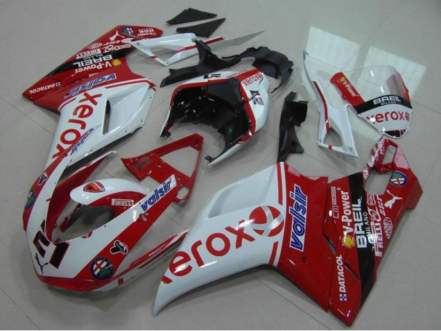 Preisgünstige Ducati 848 1098 1198 Motorrad Verkleidung 2007-2014 - Weiss Rot Glanzendes Schwarz Valsir Xerox OEM Stil 21