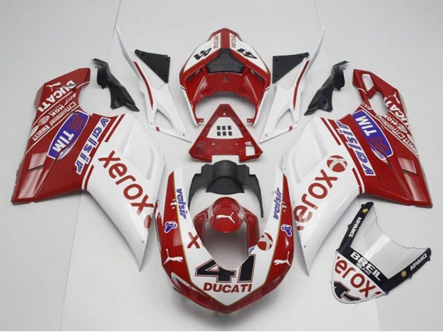 Preisgünstige Ducati 848 1098 1198 Motorrad Verkleidung 2007-2014 - Weiss Rot Glanzendes Schwarz Valsir Xerox OEM Stil 41