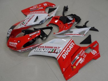 Preisgünstige Ducati 848 1098 1198 Motorrad Verkleidung 2007-2014 - Weiss Rot Glanzendes Schwarz Banner 69
