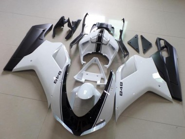 Preisgünstige Ducati 848 Motorrad Verkleidung 2007-2014 - Weiss Matt Schwarz