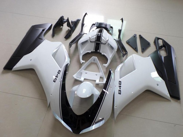 Preisgünstige Ducati 848 Motorrad Verkleidung 2007-2014 - Weiss Matt Schwarz