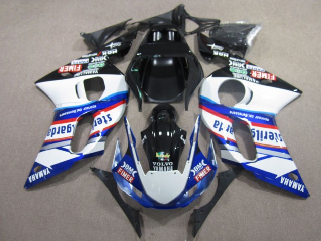 Preisgünstige Yamaha YZF R6 Motorrad Verkleidung 1998-2002 - Weiss Blau Rot Schwarz Vilvo Fimer Sterilgarda