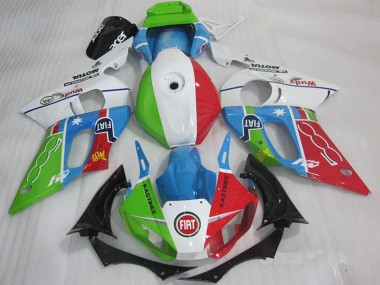 Preisgünstige Yamaha YZF R6 Motorrad Verkleidung 1998-2002 - Weiss Blau Grun Rot Fiat Kastinee