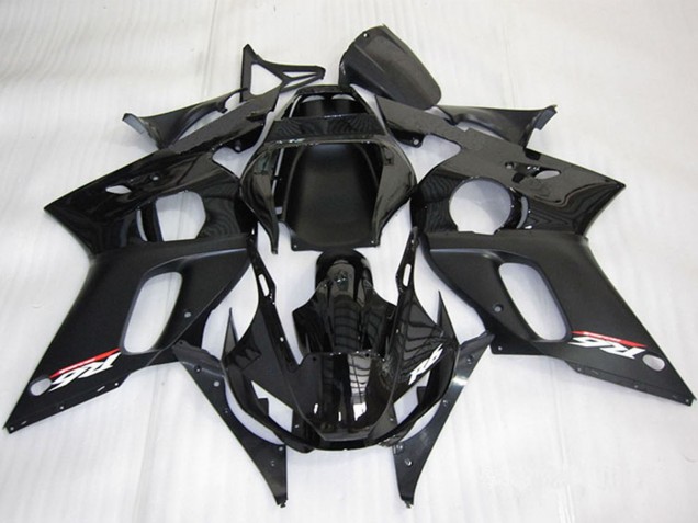 Preisgünstige Yamaha YZF R6 Motorrad Verkleidung 1998-2002 - Glanzendes Schwarz Matt Schwarz