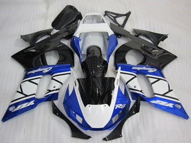 Preisgünstige Yamaha YZF R6 Motorrad Verkleidung 1998-2002 - Weiss Blau Glanzendes Schwarz Champions