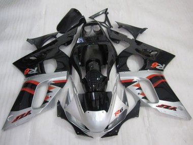 Preisgünstige Yamaha YZF R6 Motorrad Verkleidung 1998-2002 - Silber Rot Glanzendes Schwarz