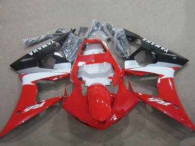 Preisgünstige Yamaha YZF R6 Motorrad Verkleidung Kit 2003-2004 - Rot Weiss Glanzendes Schwarz