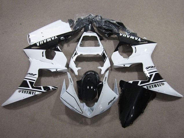 Preisgünstige Yamaha YZF R6 Motorrad Verkleidungen Kit 2003-2004 - Weiss Glanzendes Schwarz