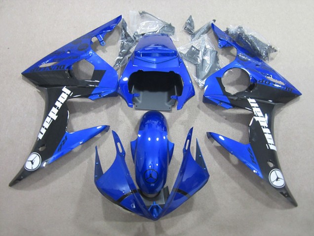 Preisgünstige Yamaha YZF R6 Motorrad Verkleidung 2003-2004 - Blau Glanzendes Schwarz Jordan