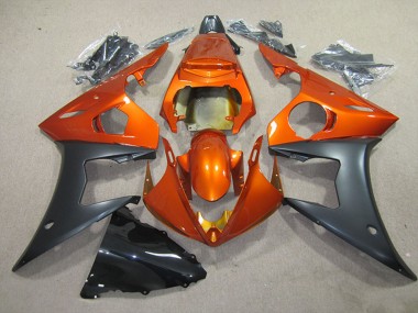 Preisgünstige Yamaha YZF R6 Motorrad Verkleidung 2003-2004 - Orange Matt Schwarz