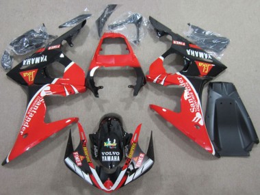 Preisgünstige Yamaha YZF R6 Motorrad Verkleidung 2003-2004 - Rot Weiss Glanzendes Schwarz Santunder Fimer Volvo