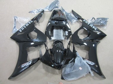 Preisgünstige Yamaha YZF R6 Motorrad Verkleidung 2003-2004 - Glanzendes Schwarz Silber Aufkleber