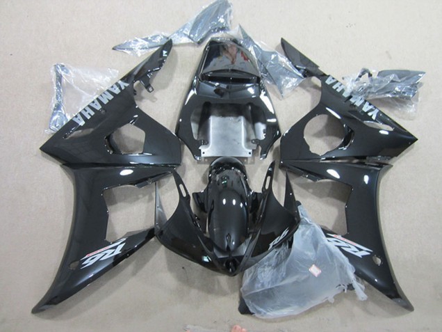 Preisgünstige Yamaha YZF R6 Motorrad Verkleidung 2003-2004 - Glanzendes Schwarz Silber Aufkleber