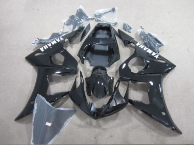 Preisgünstige Yamaha YZF R6 Motorrad Verkleidung 2003-2004 - Glanzendes Schwarz Weiss Aufkleber