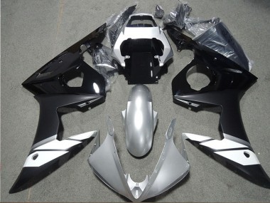 Preisgünstige Yamaha YZF R6 Motorrad Verkleidung 2003-2004 - Weiss Silber Glanzendes Schwarz Matt Schwarz