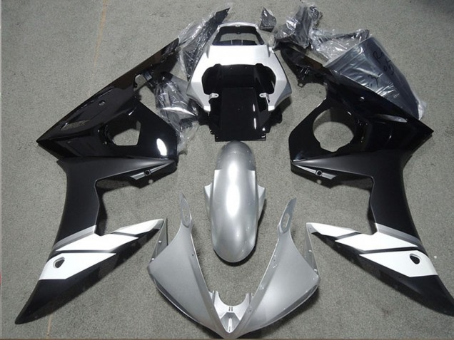 Preisgünstige Yamaha YZF R6 Motorrad Verkleidung 2003-2004 - Weiss Silber Glanzendes Schwarz Matt Schwarz