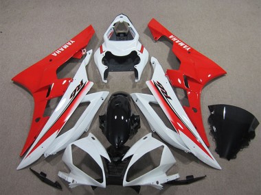 Preisgünstige Yamaha YZF R6 Motorrad Verkleidung 2006-2007 - Weiss Rot Glanzendes Schwarz
