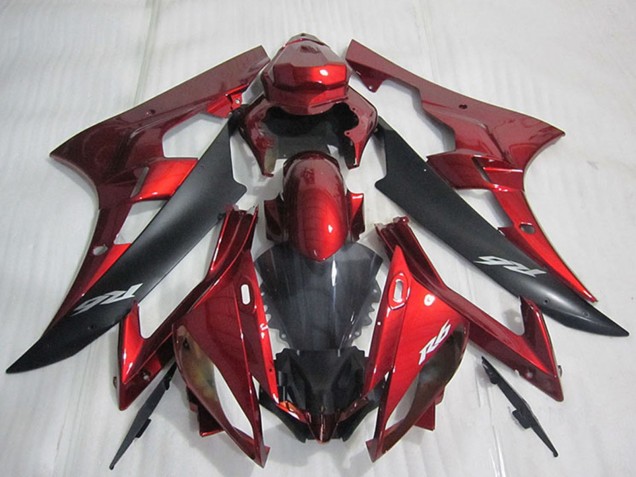 Preisgünstige Yamaha YZF R6 Motorrad Verkleidung 2006-2007 - Rot Matt Schwarz
