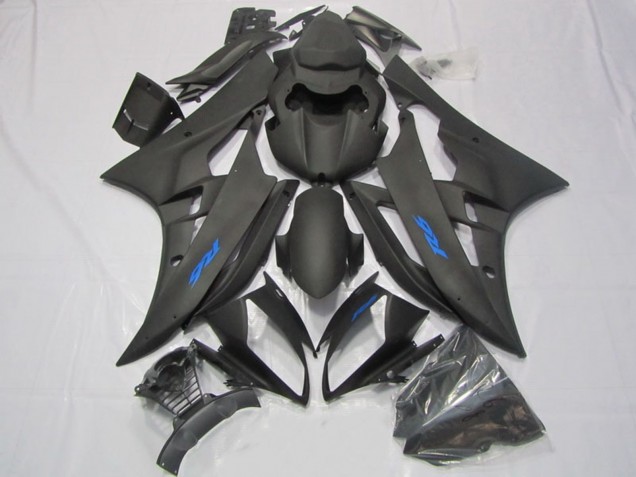 Preisgünstige Yamaha YZF R6 Motorrad Verkleidung 2006-2007 - Matt Schwarz Blau Aufkleber