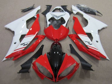 Preisgünstige Yamaha YZF R6 Motorrad Verkleidungen Kit 2008-2016 - Weiss Rot Glanzendes Schwarz