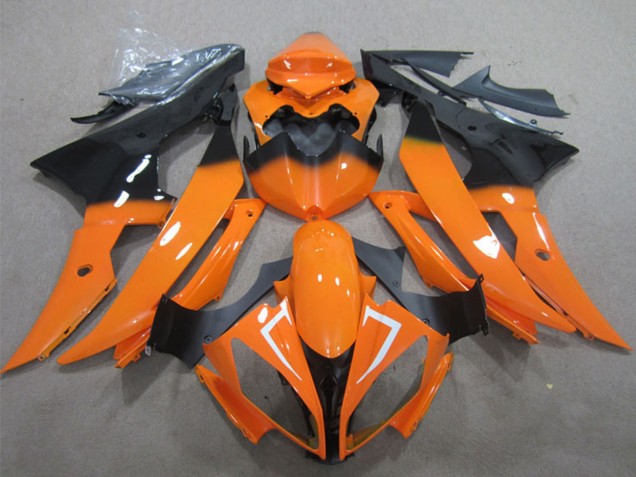 Preisgünstige Yamaha YZF R6 Motorrad Verkleidung 2008-2016 - Orange Glanzendes Schwarz