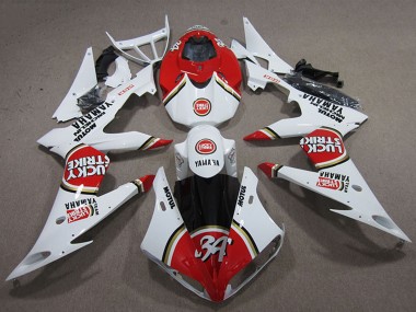 Preisgünstige Yamaha YZF R6 Motorrad Verkleidung 2008-2016 - Weiss Rot Lucky Strike