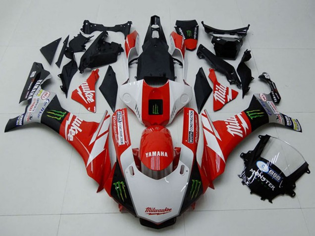 Preisgünstige Yamaha YZF R1 Motorrad Verkleidung 2015-2019 - Weiss Rot Schwarz Grun Monster Milwaukee