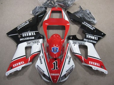 Preisgünstige Yamaha YZF R1 Motorrad Verkleidung 1998-1999 - Weiss Rot Glanzendes Schwarz Yamalube 50