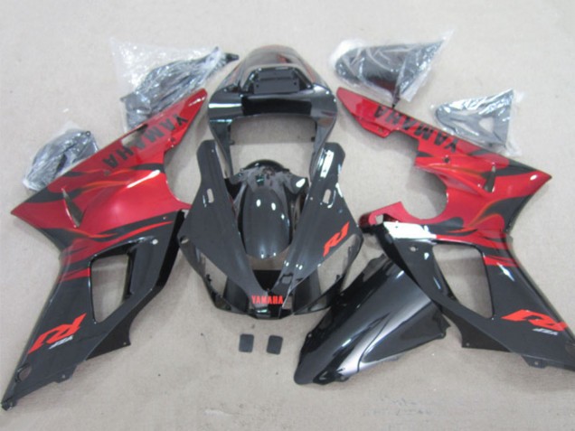 Preisgünstige Yamaha YZF R1 Motorrad Verkleidung 2000-2001 - Rot Glanzendes Schwarz